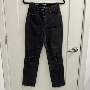 Women's Size 0 Faded Dark Gray Super High-Rise Slim Straight Button-Up Jeans